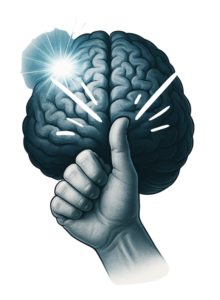 Conceptual illustration of magnetic activation of the human brain representing early experimental brain stimulation